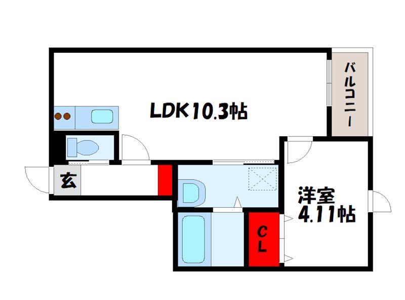 PAR BONEHUR古賀(1LDK/2階)の間取り写真