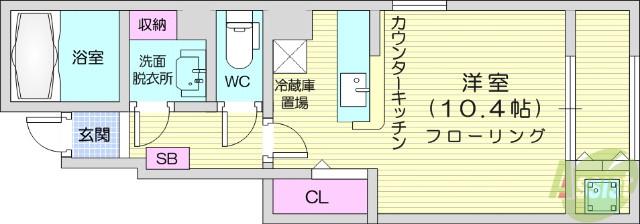 フラワーエンジェルⅡ(1K/1階)の間取り写真