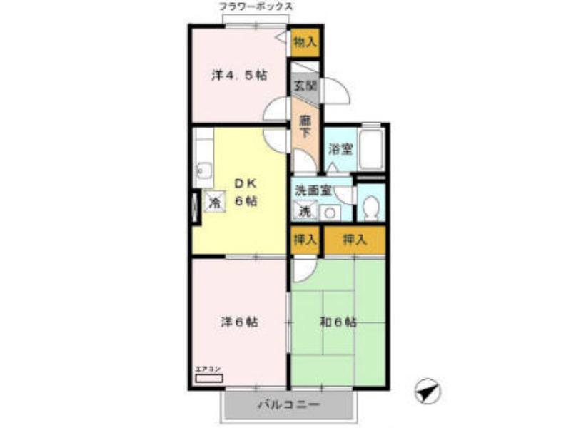 アルジェント藤沢(3DK/2階)の間取り写真