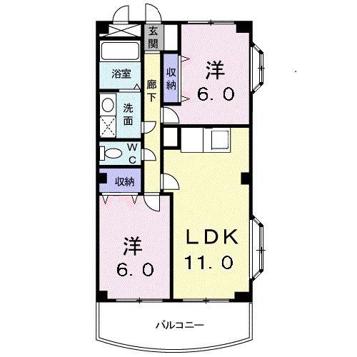 メゾンエクセル(2LDK/3階)の間取り写真