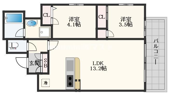 プレサンスレイズ新梅田(2LDK/6階)の間取り写真