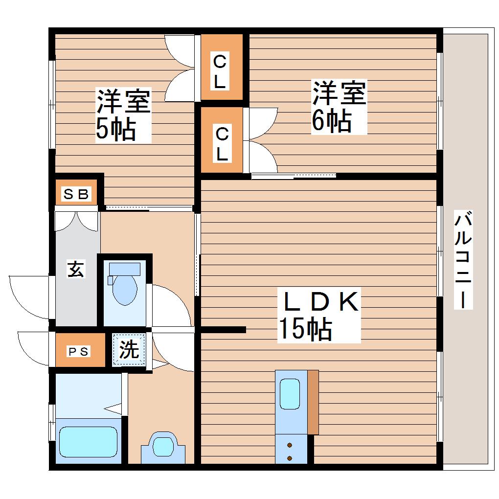 PRIERV(2LDK/1階)の間取り写真