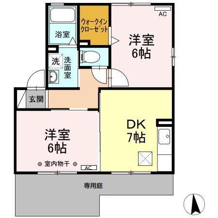 アゼリアコート友(2DK/1階)の間取り写真