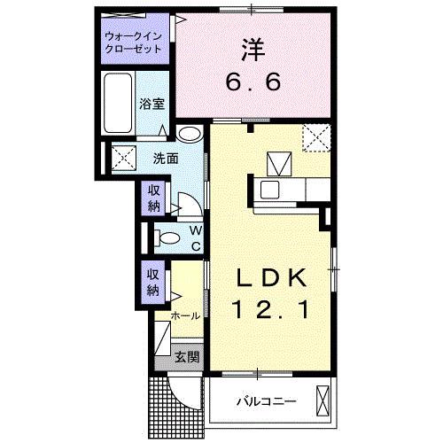 ラ・フォンテB(1LDK/1階)の間取り写真