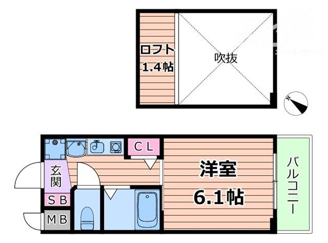 エステムコート新大阪Vソレックス(1K/8階)の間取り写真