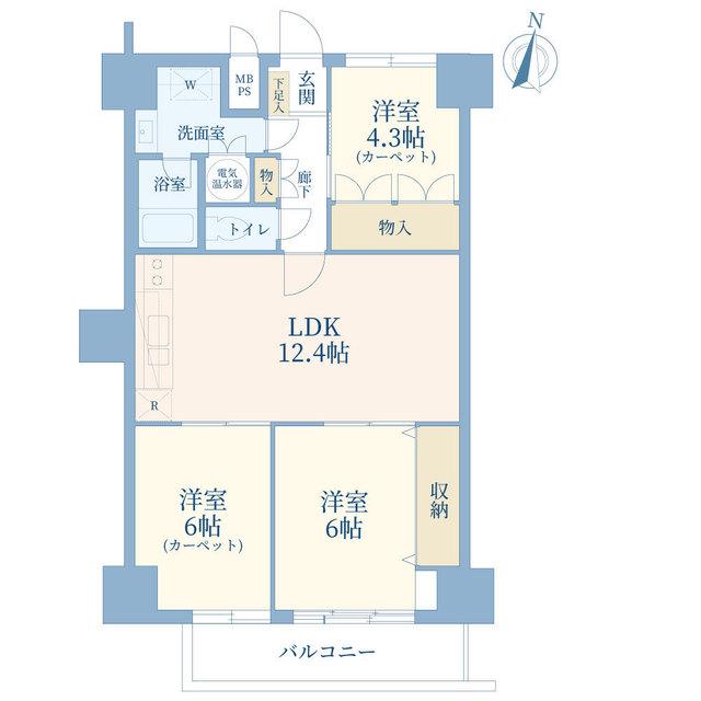 広尾センターハイツ(3LDK/8階)の間取り写真