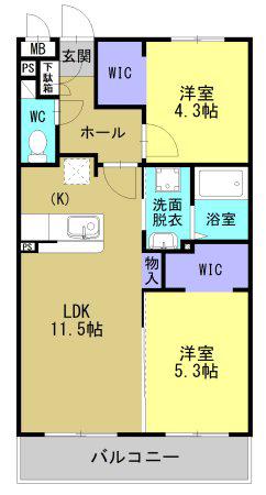 N GARDEN(2LDK/2階)の間取り写真