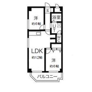 メゾン白鳥(2LDK/2階)の間取り写真