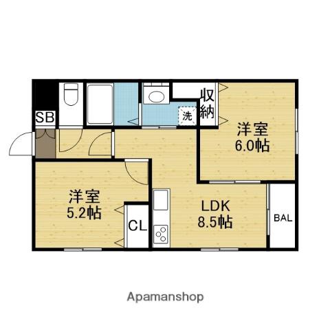 リースターハイツ(2LDK/4階)の間取り写真