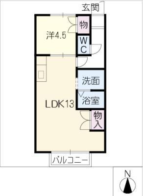 アフィニティーコート(1LDK/1階)の間取り写真
