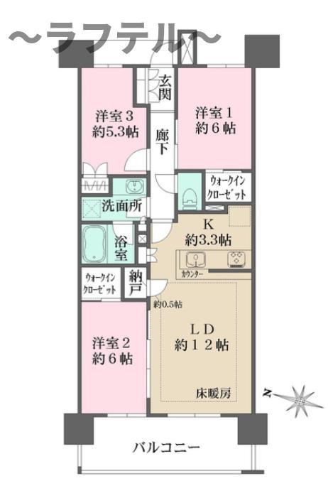 ザ・パークハウス所沢日吉町(3LDK/10階)の間取り写真