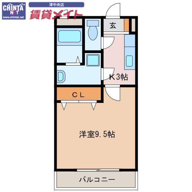 メゾンモンマルトル2(1K/1階)の間取り写真