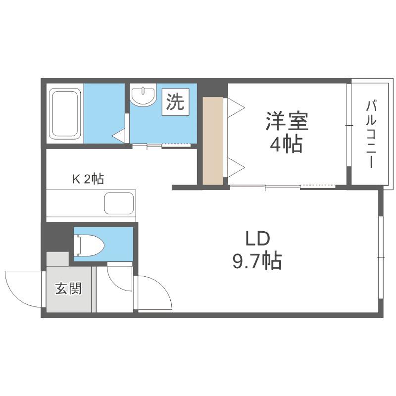 アリュール南6条(1LDK/5階)の間取り写真