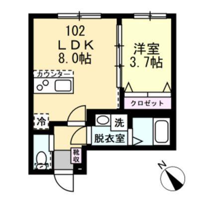 アクアリーヴ東海岸(1LDK/1階)の間取り写真