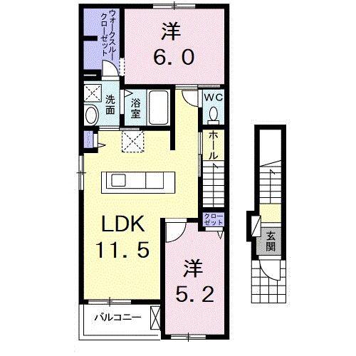 エレガンスIII(2LDK/2階)の間取り写真
