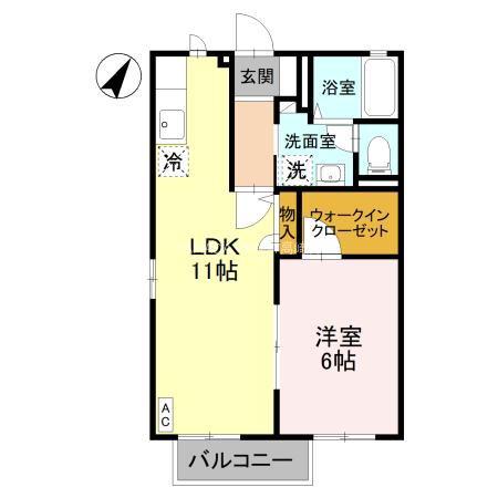アベーテカーサII(1LDK/2階)の間取り写真