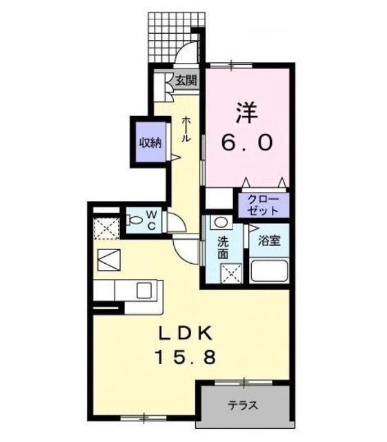 グレイス・パークA(1LDK/1階)の間取り写真