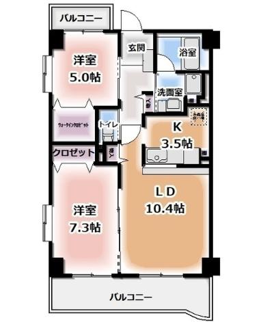 ロイヤルコンフォートマンション(2LDK/5階)の間取り写真