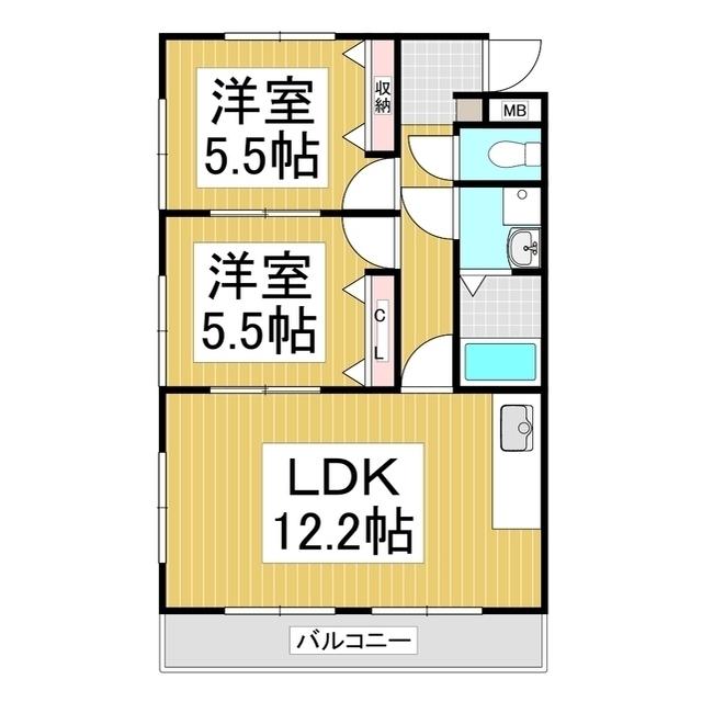 サウザンスプリングス(2LDK/2階)の間取り写真