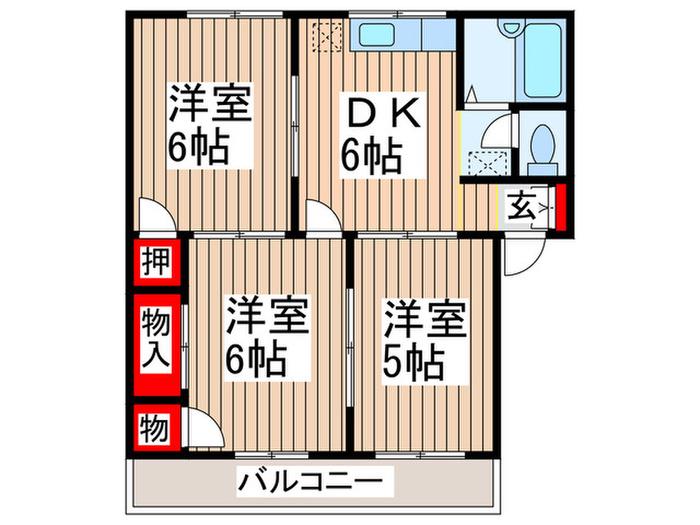 グリーンハウス(3DK/1階)の間取り写真