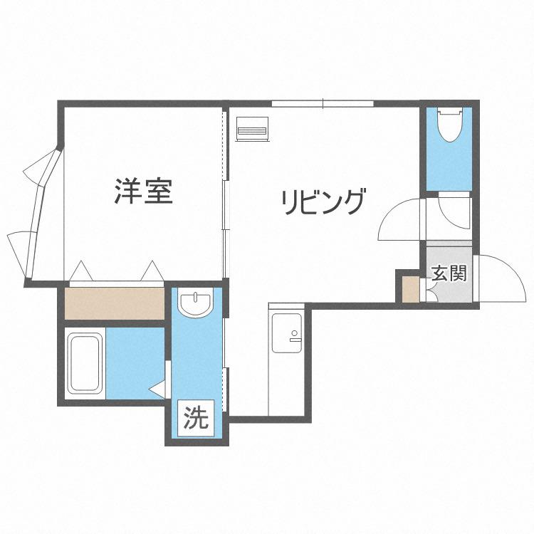 LEESPACE元町(1DK/2階)の間取り写真