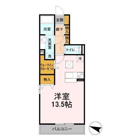 プランドール樹(ワンルーム/1階)の間取り写真