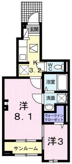 サクセス ツリー Ⅱ(2K/1階)の間取り写真