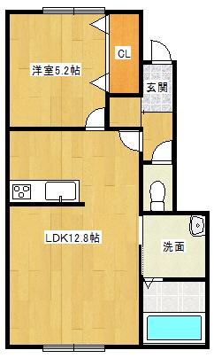マリアージュIV(1LDK/2階)の間取り写真
