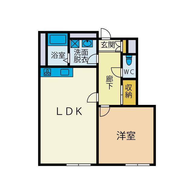 アイビー(1LDK/1階)の間取り写真