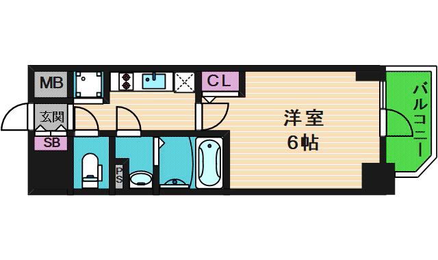 エスリード大阪城クローグ(1K/2階)の間取り写真
