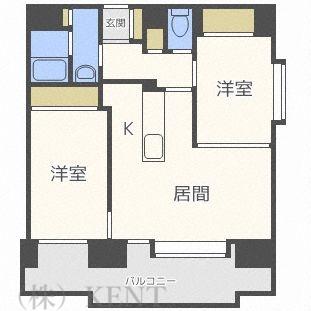 サンタの館裏参道(2LDK/10階)の間取り写真