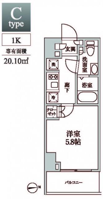 レジディア中延II(1K/11階)の間取り写真