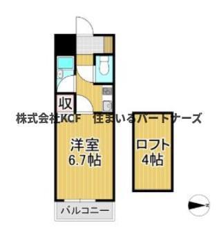 プライマリー久留米大南(1K/1階)の間取り写真