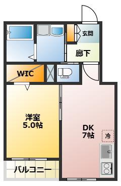 COCORO12321(1DK/2階)の間取り写真