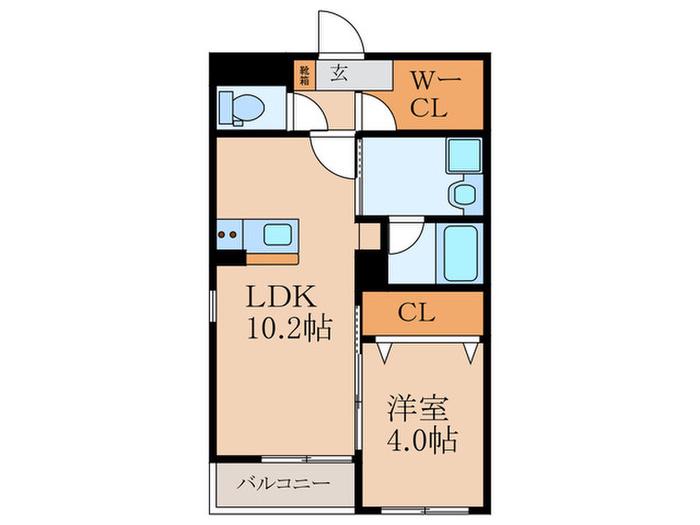 Mグランツ行橋(1LDK/1階)の間取り写真