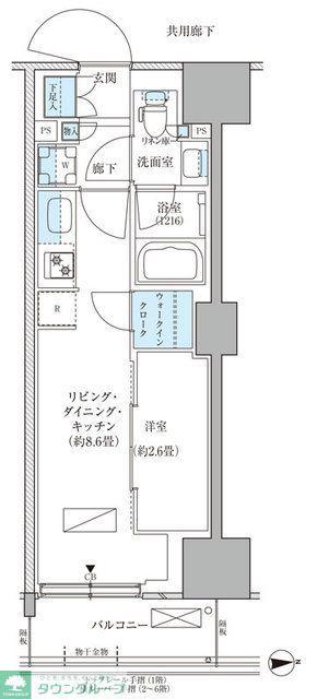 パークアクシス品川天王洲アイル(1LDK/6階)の間取り写真