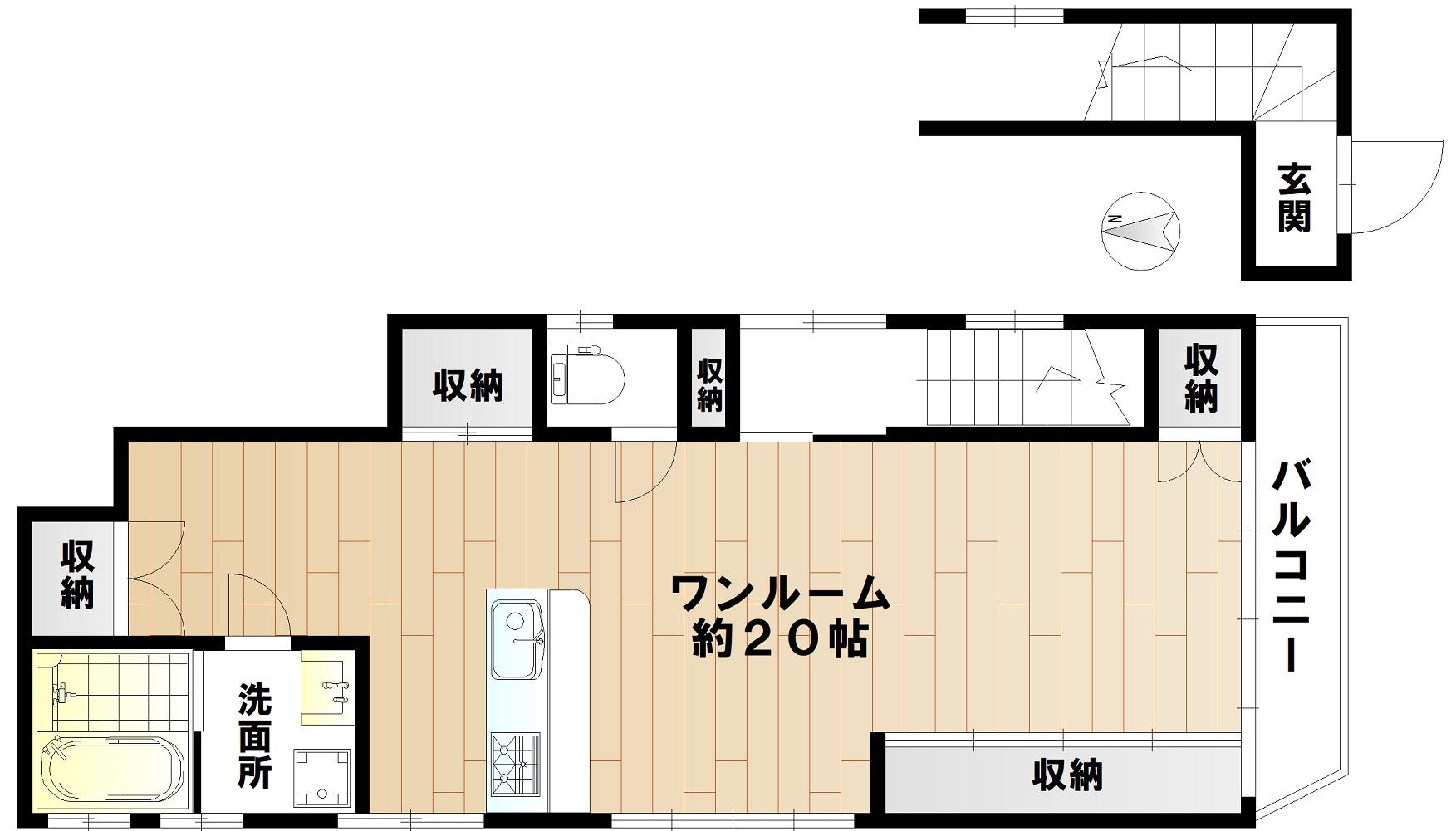 ONBASE(ワンルーム/2階)の間取り写真