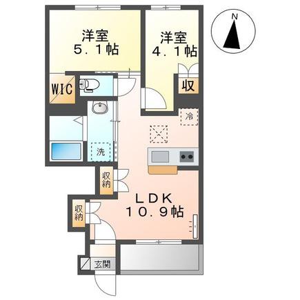 ボヌール(2LDK/1階)の間取り写真