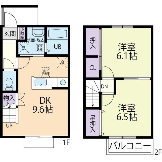 マルベリー塚原(2DK/1階)の間取り写真