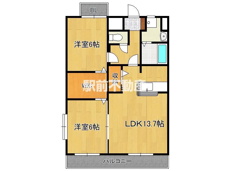 グランドゥール(2LDK/1階)の間取り写真