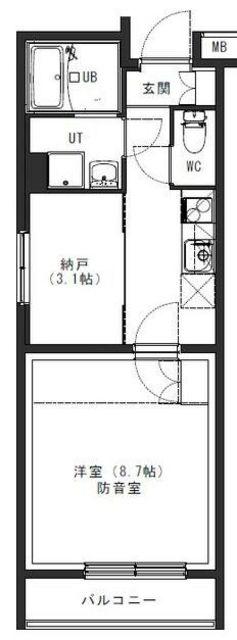 ラシクラス横浜天王町(1SK/2階)の間取り写真