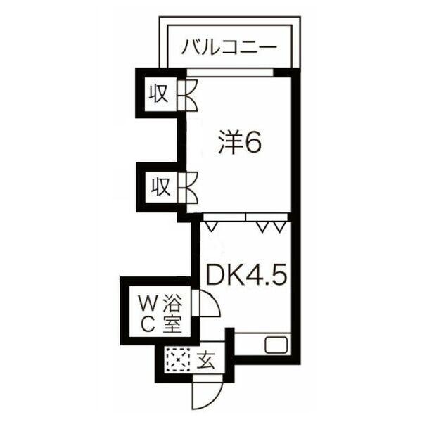 エルムハイデンス(1DK/3階)の間取り写真