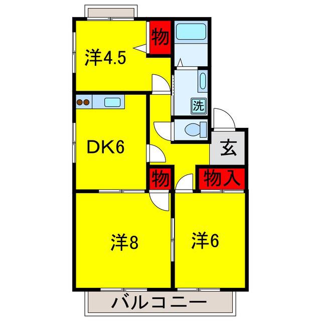 サンベルデ壱七番館(3DK/1階)の間取り写真