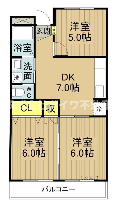 加納ハイツ(3DK/2階)の間取り写真