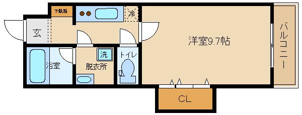 フェリオ(1K/3階)の間取り写真