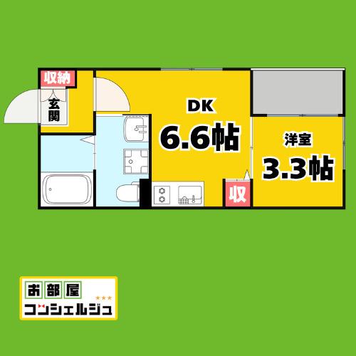 NITVA HEIGHTS(1DK/1階)の間取り写真
