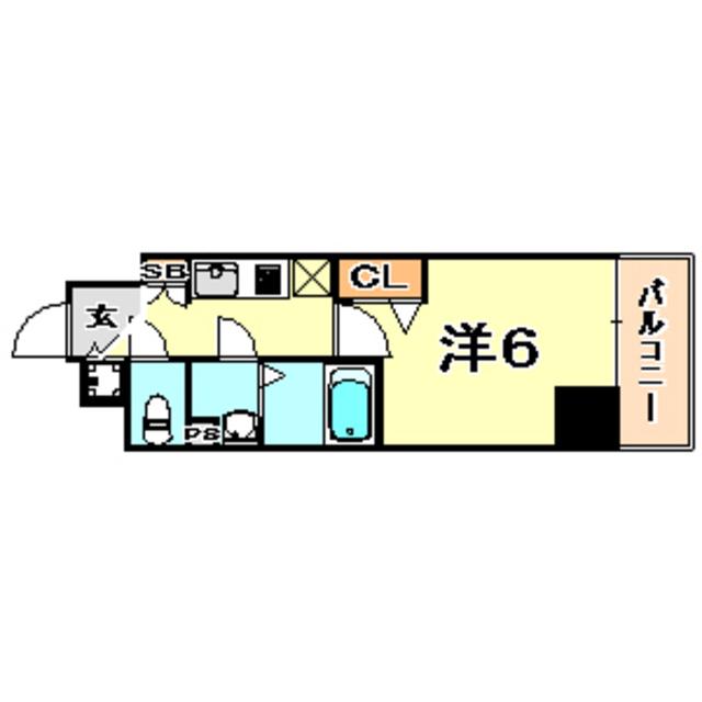 プレサンス三宮エレガンシア(1K/3階)の間取り写真