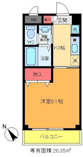ステラコート(1K/3階)の間取り写真