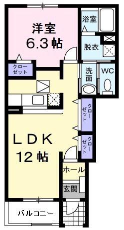 ファイン・ヒルA(1LDK/1階)の間取り写真