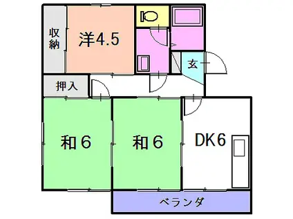 根道ヶ丘コーポラス(3DK/2階)の間取り写真